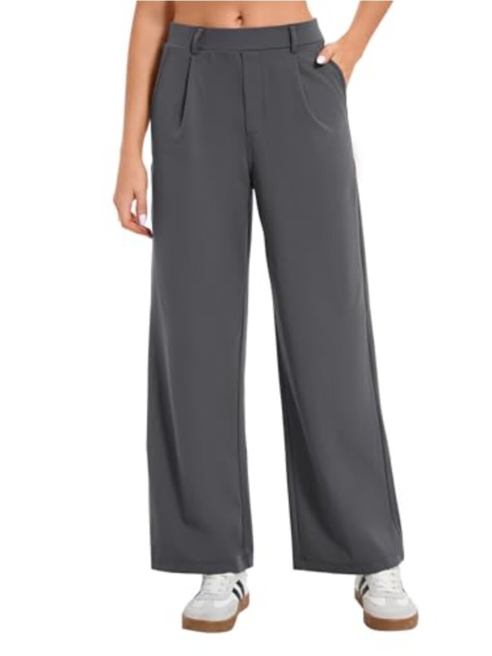 Wide Leg High Waisted Dress Pants Business Casual Trousers with Pockets